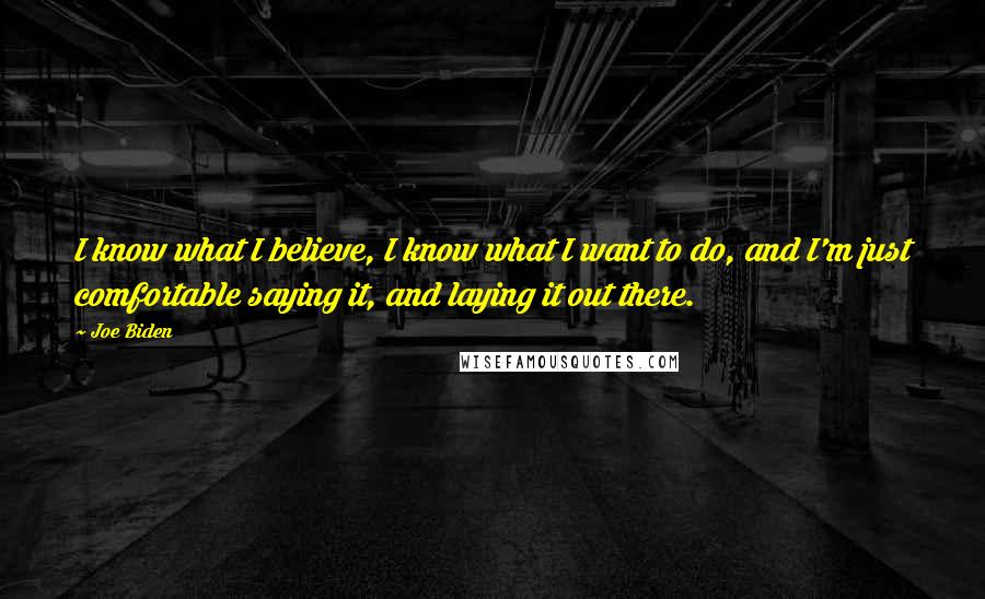 Joe Biden Quotes: I know what I believe, I know what I want to do, and I'm just comfortable saying it, and laying it out there.