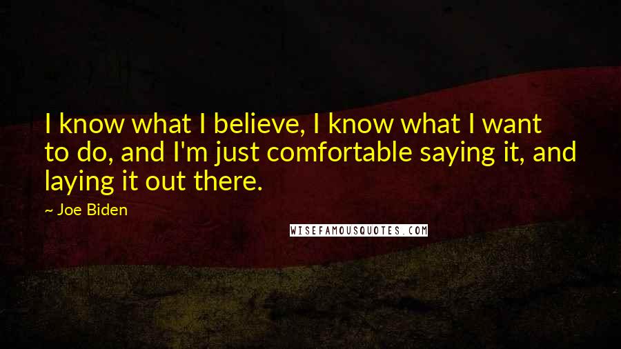 Joe Biden Quotes: I know what I believe, I know what I want to do, and I'm just comfortable saying it, and laying it out there.