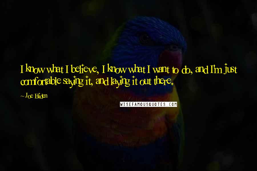 Joe Biden Quotes: I know what I believe, I know what I want to do, and I'm just comfortable saying it, and laying it out there.