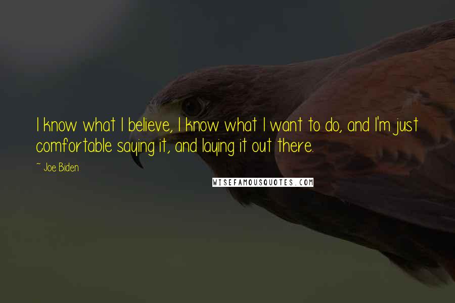 Joe Biden Quotes: I know what I believe, I know what I want to do, and I'm just comfortable saying it, and laying it out there.