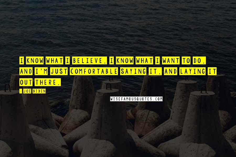 Joe Biden Quotes: I know what I believe, I know what I want to do, and I'm just comfortable saying it, and laying it out there.