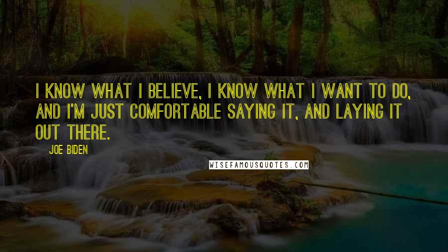 Joe Biden Quotes: I know what I believe, I know what I want to do, and I'm just comfortable saying it, and laying it out there.