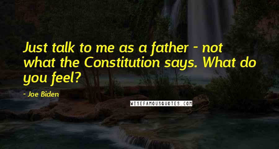 Joe Biden Quotes: Just talk to me as a father - not what the Constitution says. What do you feel?