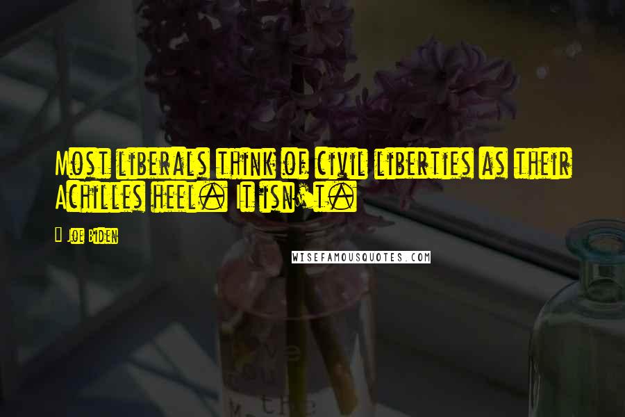 Joe Biden Quotes: Most liberals think of civil liberties as their Achilles heel. It isn't.