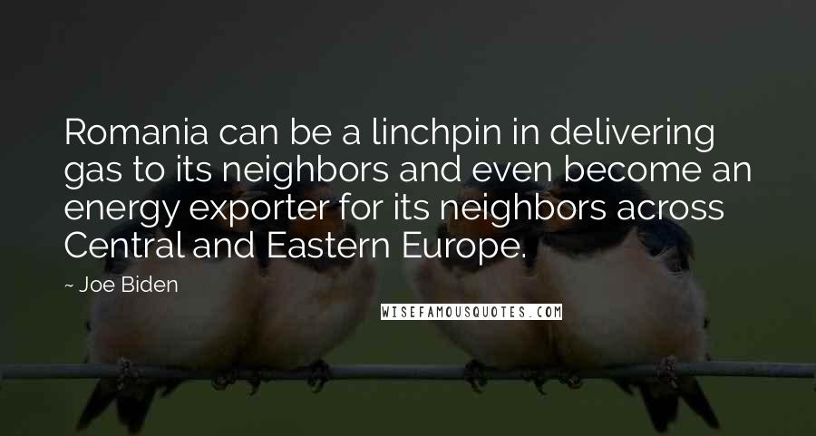 Joe Biden Quotes: Romania can be a linchpin in delivering gas to its neighbors and even become an energy exporter for its neighbors across Central and Eastern Europe.