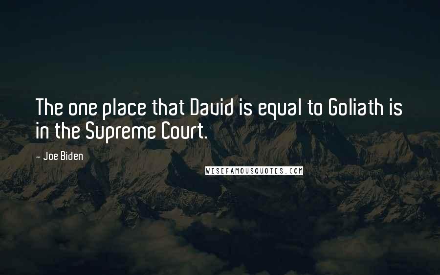 Joe Biden Quotes: The one place that David is equal to Goliath is in the Supreme Court.