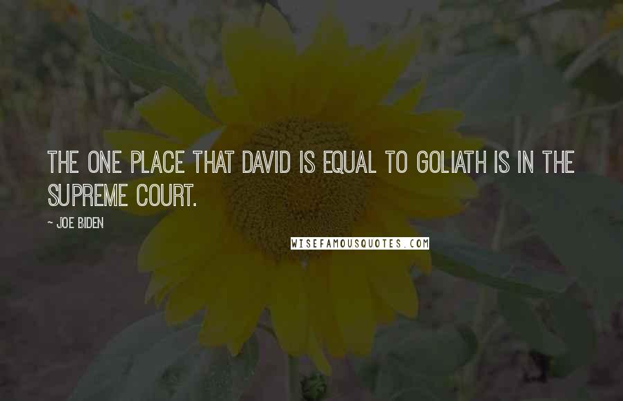 Joe Biden Quotes: The one place that David is equal to Goliath is in the Supreme Court.