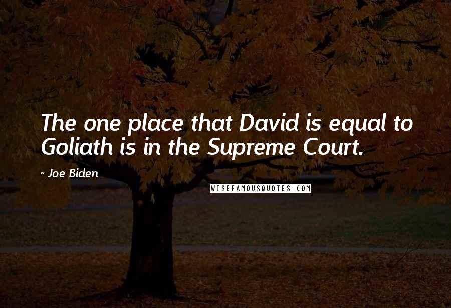 Joe Biden Quotes: The one place that David is equal to Goliath is in the Supreme Court.