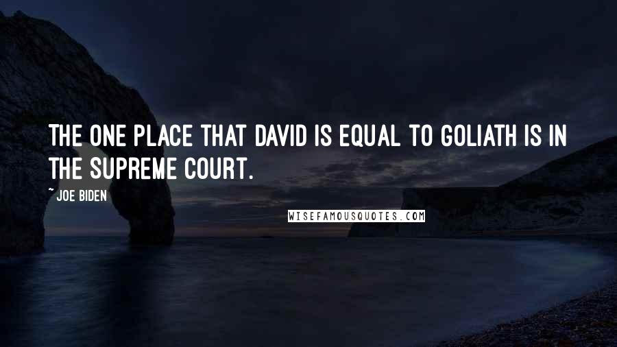 Joe Biden Quotes: The one place that David is equal to Goliath is in the Supreme Court.