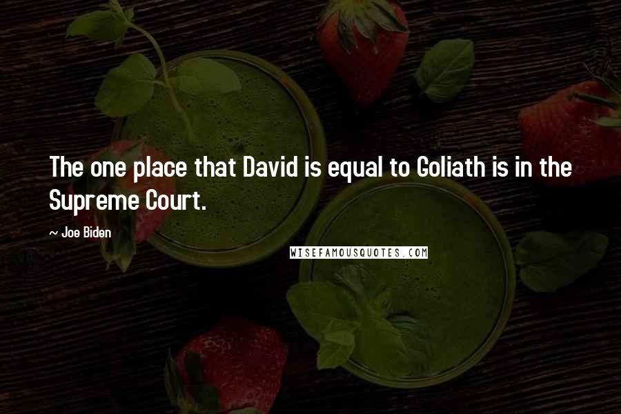 Joe Biden Quotes: The one place that David is equal to Goliath is in the Supreme Court.