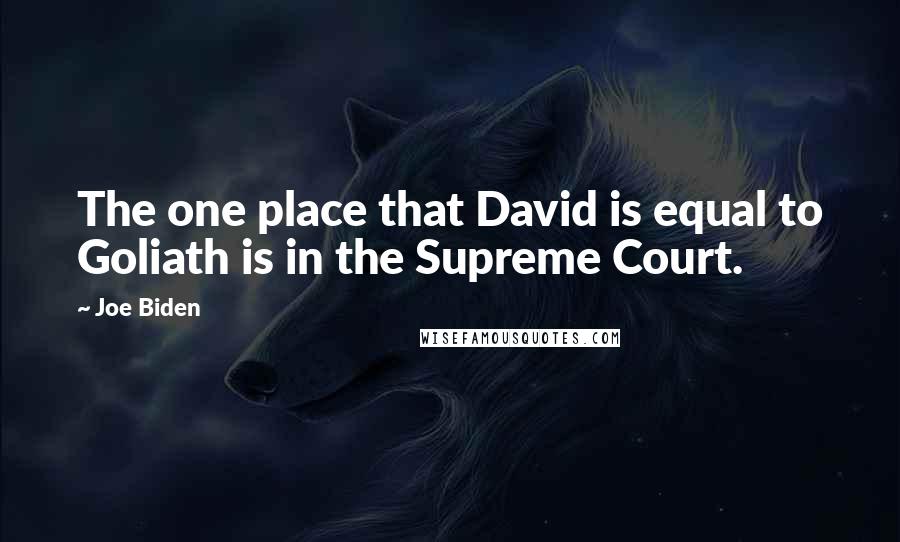 Joe Biden Quotes: The one place that David is equal to Goliath is in the Supreme Court.