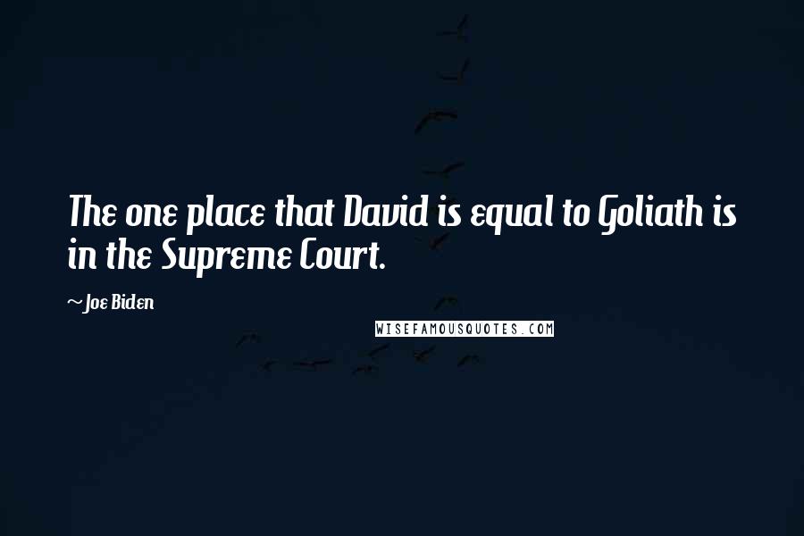 Joe Biden Quotes: The one place that David is equal to Goliath is in the Supreme Court.