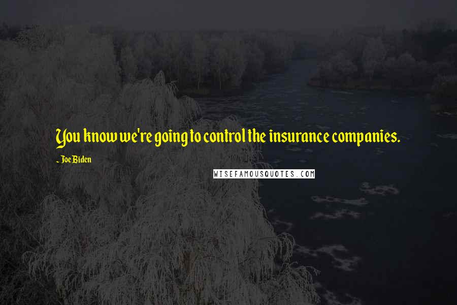Joe Biden Quotes: You know we're going to control the insurance companies.