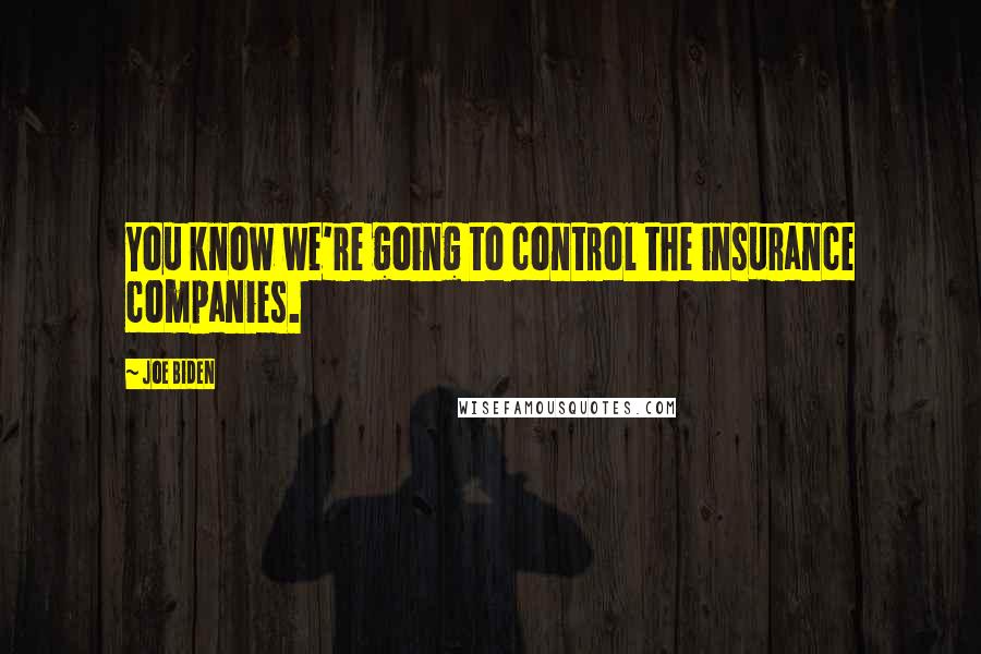 Joe Biden Quotes: You know we're going to control the insurance companies.
