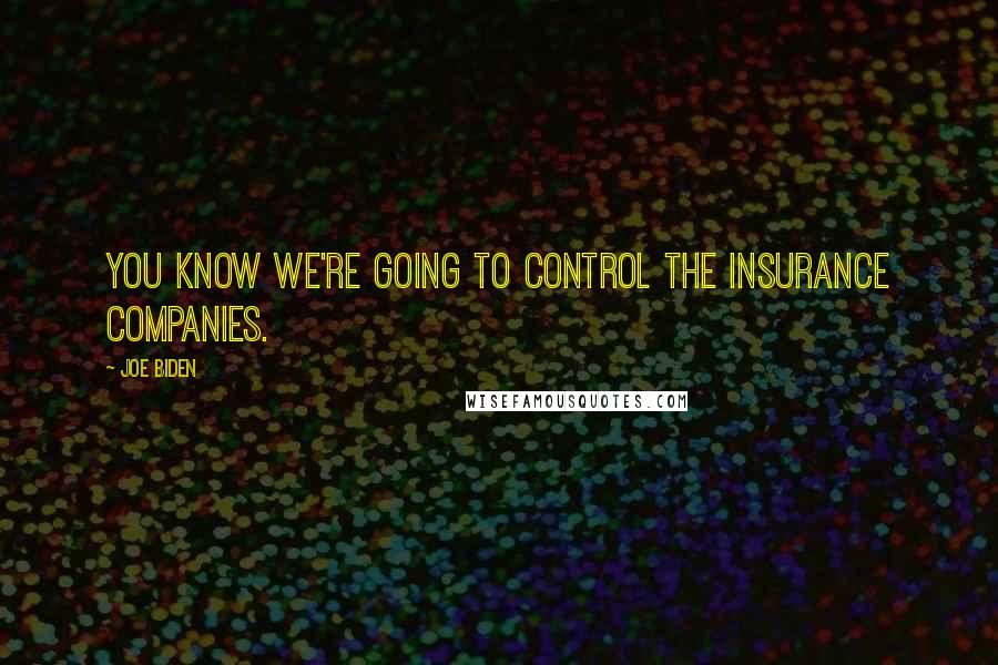Joe Biden Quotes: You know we're going to control the insurance companies.