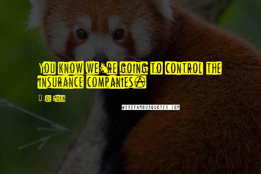 Joe Biden Quotes: You know we're going to control the insurance companies.