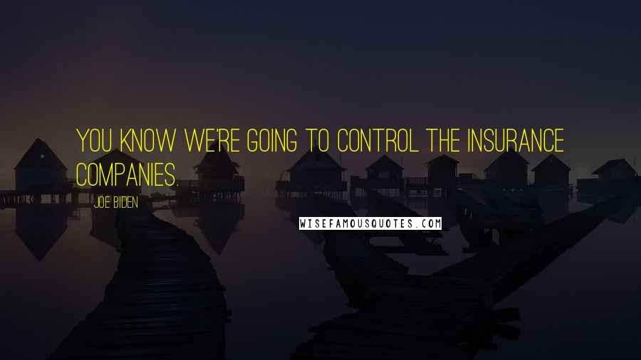 Joe Biden Quotes: You know we're going to control the insurance companies.