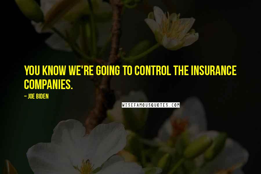 Joe Biden Quotes: You know we're going to control the insurance companies.