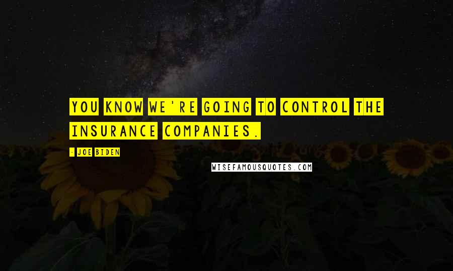 Joe Biden Quotes: You know we're going to control the insurance companies.