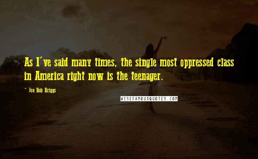 Joe Bob Briggs Quotes: As I've said many times, the single most oppressed class in America right now is the teenager.