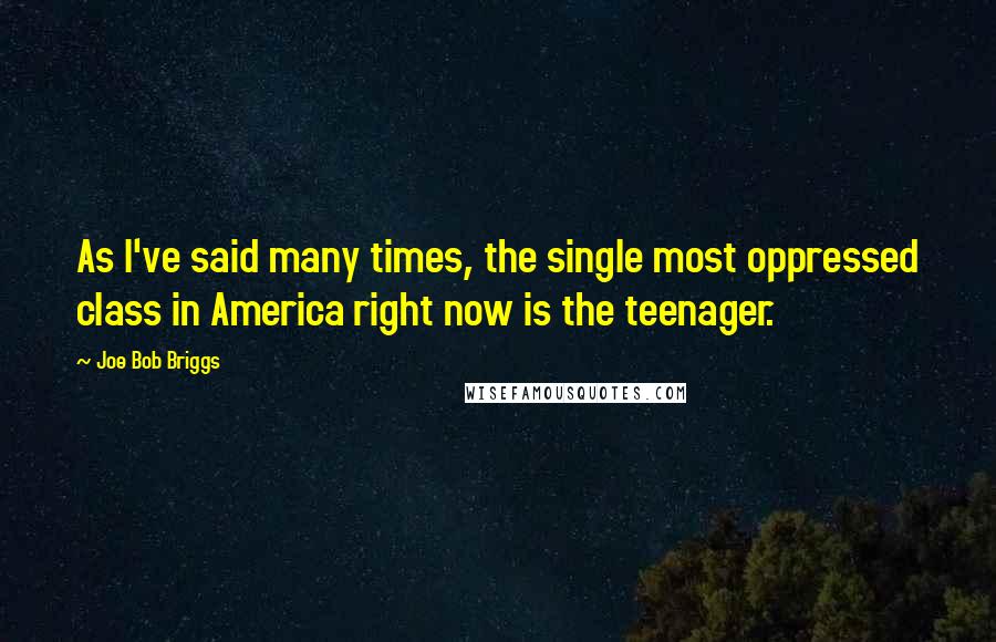 Joe Bob Briggs Quotes: As I've said many times, the single most oppressed class in America right now is the teenager.