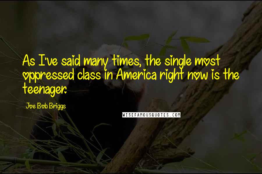 Joe Bob Briggs Quotes: As I've said many times, the single most oppressed class in America right now is the teenager.