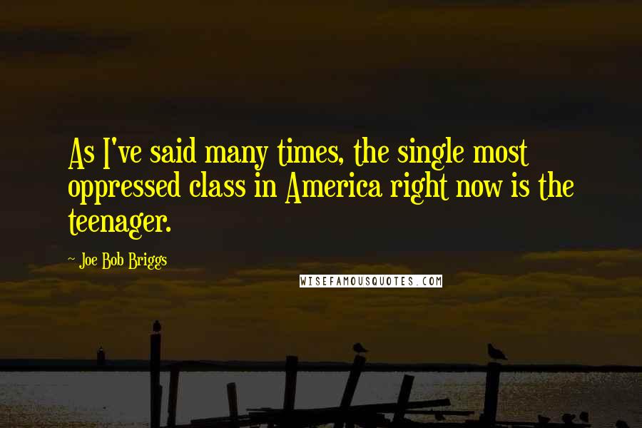 Joe Bob Briggs Quotes: As I've said many times, the single most oppressed class in America right now is the teenager.