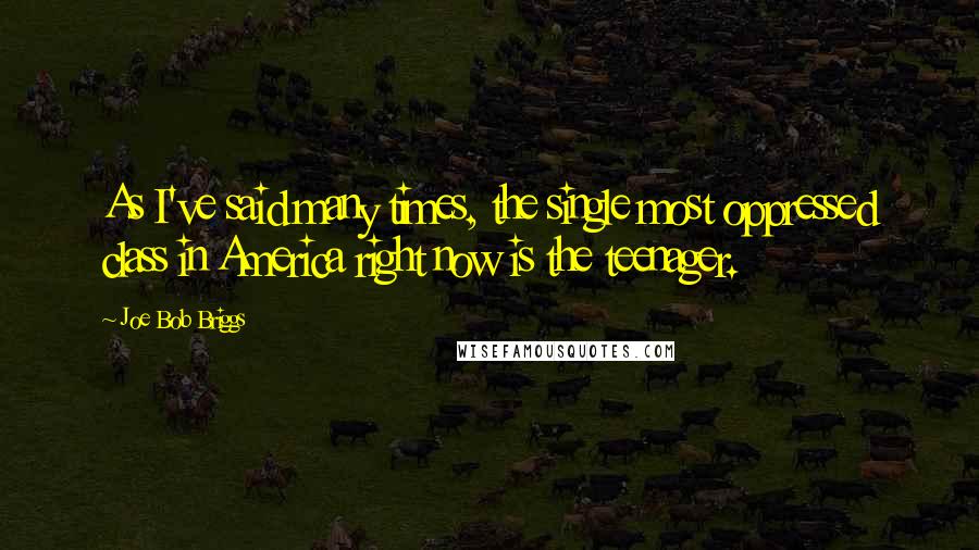 Joe Bob Briggs Quotes: As I've said many times, the single most oppressed class in America right now is the teenager.