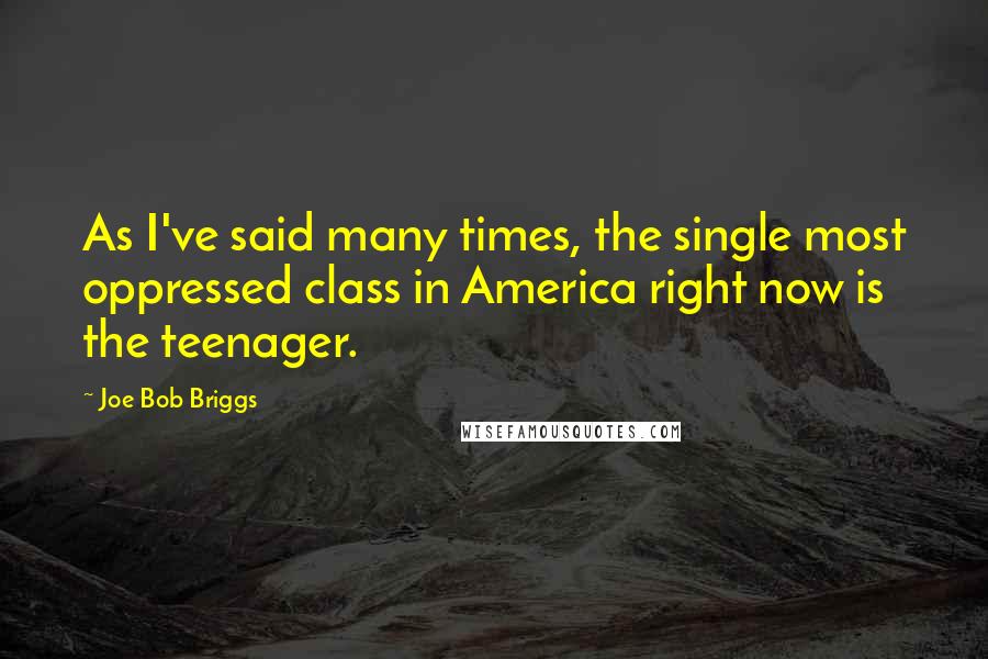 Joe Bob Briggs Quotes: As I've said many times, the single most oppressed class in America right now is the teenager.