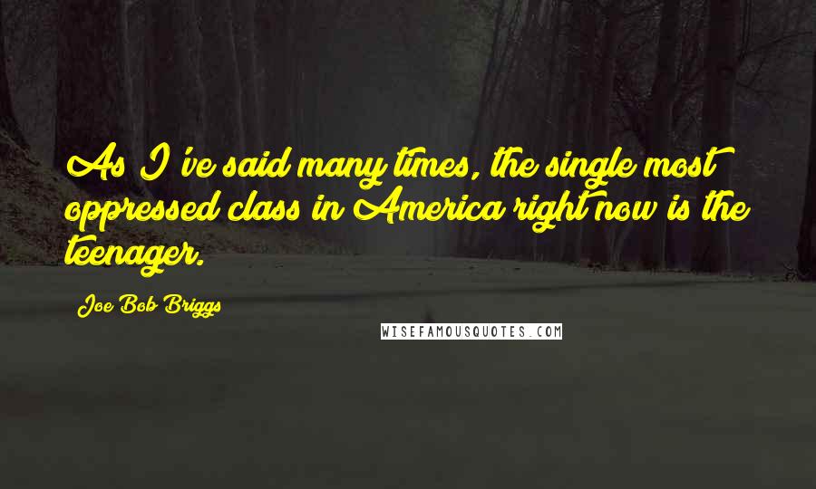 Joe Bob Briggs Quotes: As I've said many times, the single most oppressed class in America right now is the teenager.