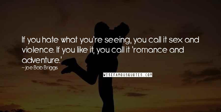 Joe Bob Briggs Quotes: If you hate what you're seeing, you call it sex and violence. If you like it, you call it 'romance and adventure.'