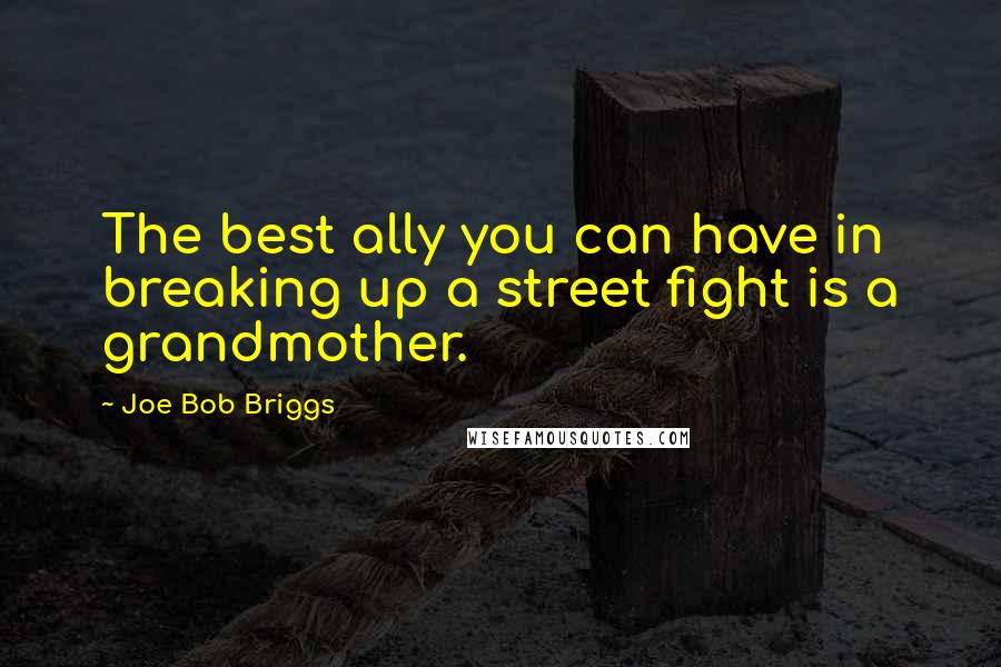 Joe Bob Briggs Quotes: The best ally you can have in breaking up a street fight is a grandmother.