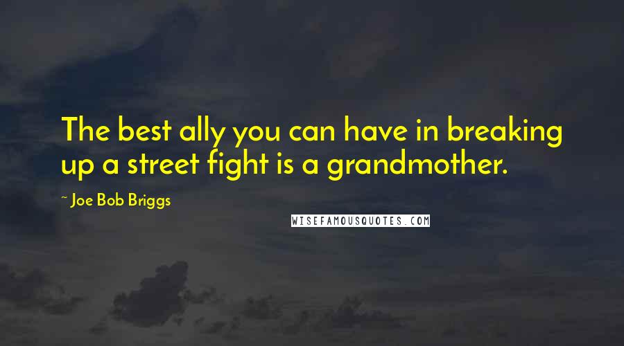 Joe Bob Briggs Quotes: The best ally you can have in breaking up a street fight is a grandmother.