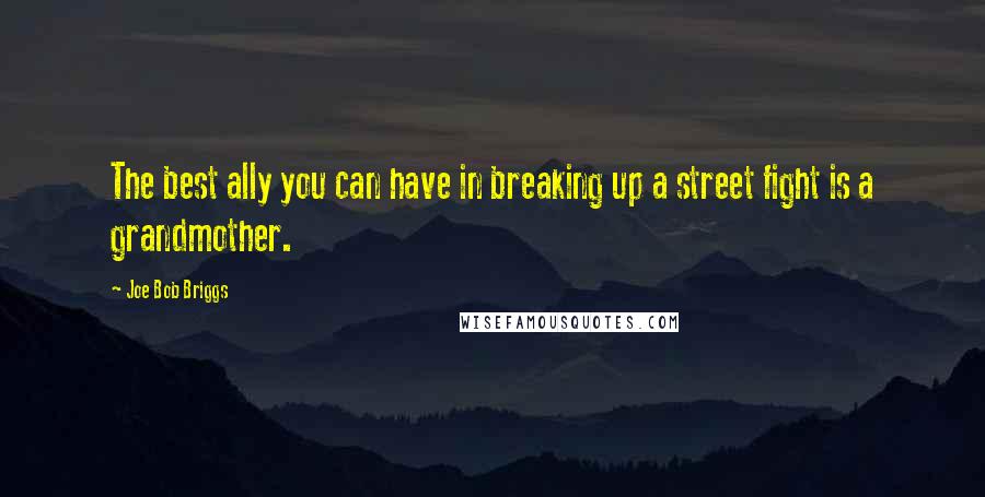 Joe Bob Briggs Quotes: The best ally you can have in breaking up a street fight is a grandmother.