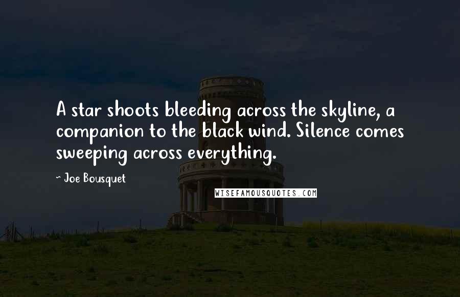 Joe Bousquet Quotes: A star shoots bleeding across the skyline, a companion to the black wind. Silence comes sweeping across everything.