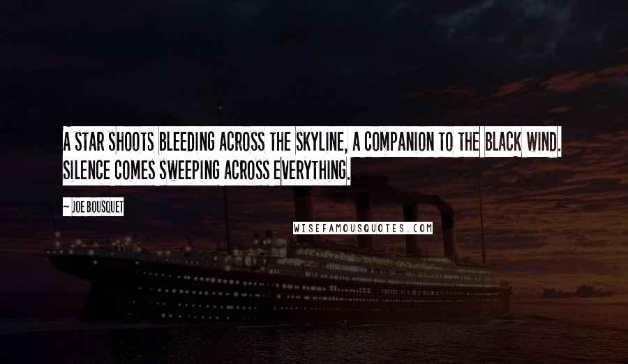 Joe Bousquet Quotes: A star shoots bleeding across the skyline, a companion to the black wind. Silence comes sweeping across everything.