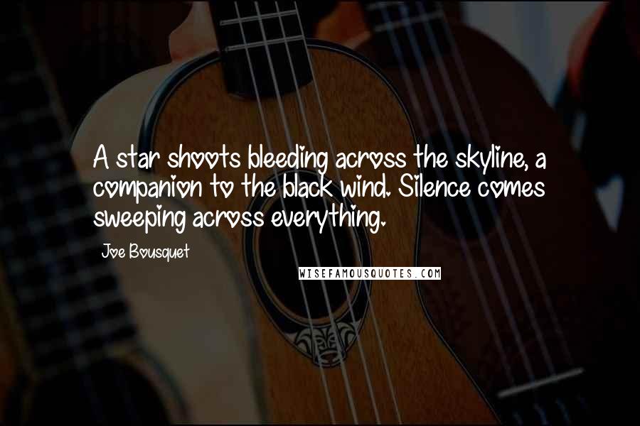 Joe Bousquet Quotes: A star shoots bleeding across the skyline, a companion to the black wind. Silence comes sweeping across everything.