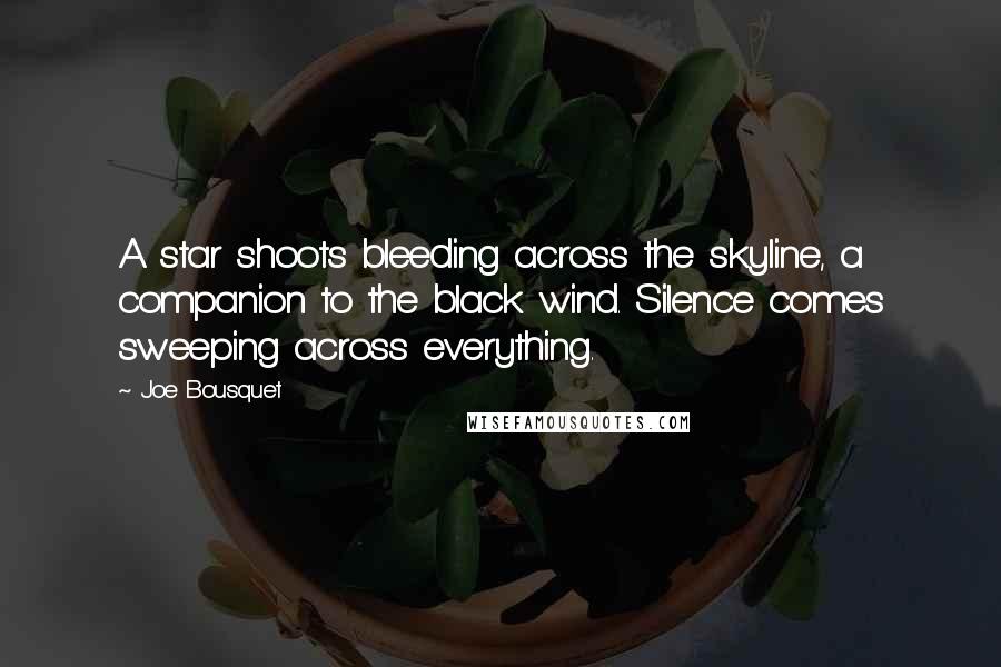 Joe Bousquet Quotes: A star shoots bleeding across the skyline, a companion to the black wind. Silence comes sweeping across everything.