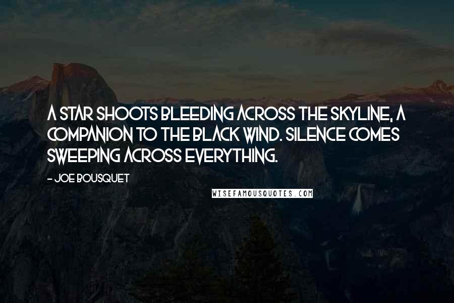 Joe Bousquet Quotes: A star shoots bleeding across the skyline, a companion to the black wind. Silence comes sweeping across everything.