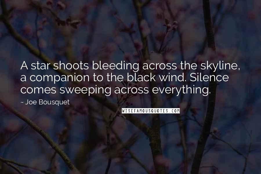 Joe Bousquet Quotes: A star shoots bleeding across the skyline, a companion to the black wind. Silence comes sweeping across everything.