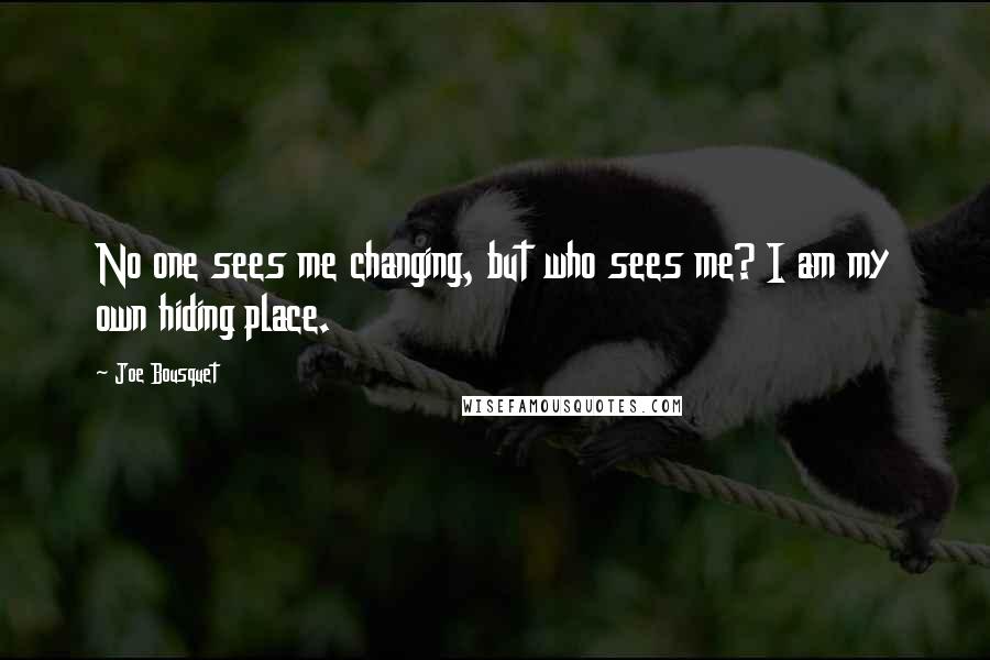 Joe Bousquet Quotes: No one sees me changing, but who sees me? I am my own hiding place.