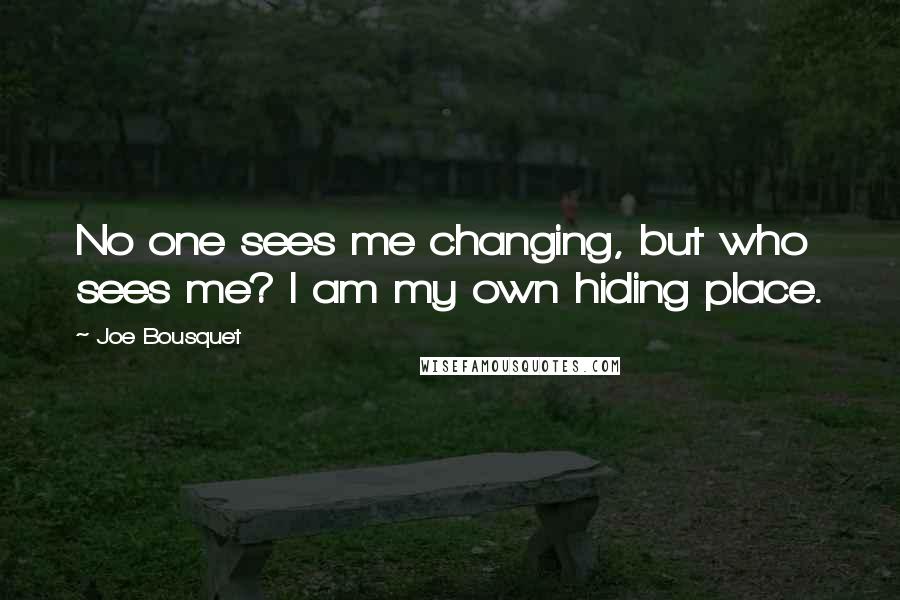 Joe Bousquet Quotes: No one sees me changing, but who sees me? I am my own hiding place.