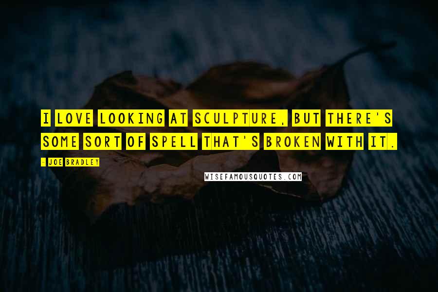 Joe Bradley Quotes: I love looking at sculpture, but there's some sort of spell that's broken with it.