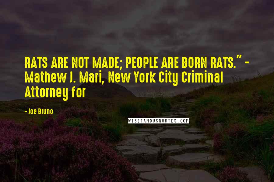 Joe Bruno Quotes: RATS ARE NOT MADE; PEOPLE ARE BORN RATS." - Mathew J. Mari, New York City Criminal Attorney for