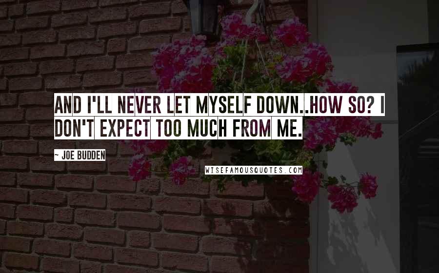 Joe Budden Quotes: And I'll never let myself down..How so? I don't expect too much from me.