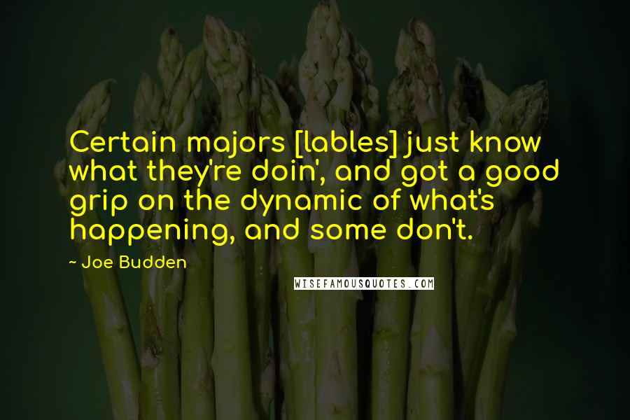 Joe Budden Quotes: Certain majors [lables] just know what they're doin', and got a good grip on the dynamic of what's happening, and some don't.