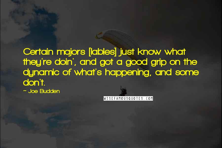 Joe Budden Quotes: Certain majors [lables] just know what they're doin', and got a good grip on the dynamic of what's happening, and some don't.