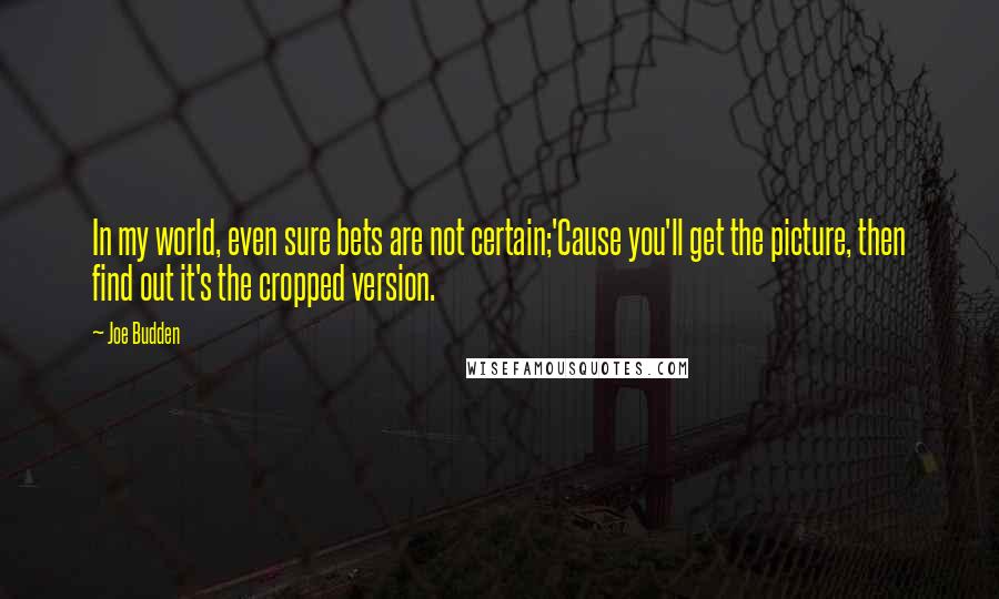 Joe Budden Quotes: In my world, even sure bets are not certain;'Cause you'll get the picture, then find out it's the cropped version.