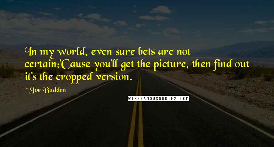 Joe Budden Quotes: In my world, even sure bets are not certain;'Cause you'll get the picture, then find out it's the cropped version.