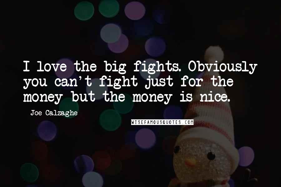 Joe Calzaghe Quotes: I love the big fights. Obviously you can't fight just for the money but the money is nice.